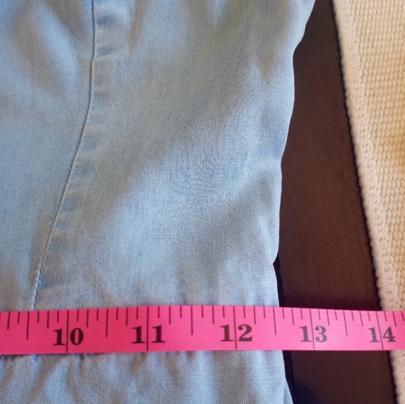 Japna Chambray Button Up Sweetheart Neckline Smocked Back Cottagecore Midi Dress - Picture 9 of 9